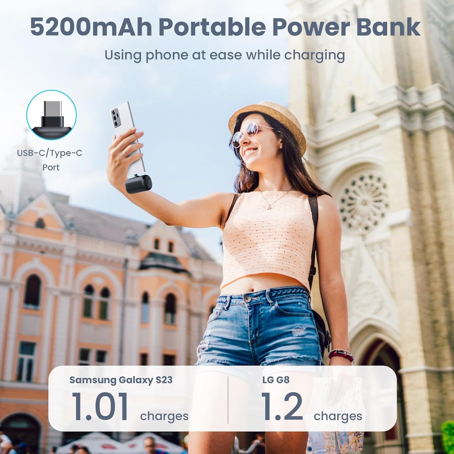Mini Portable Charger for iPhone,5200mAh 3A PD USB C Power Bank Cell Phone Fast Charging,Small Travel Essential Protable Battery Pack for iPhone 17/Air/17 Pro/17 Pro Max/16/15/Android/Samsung,iPad etc