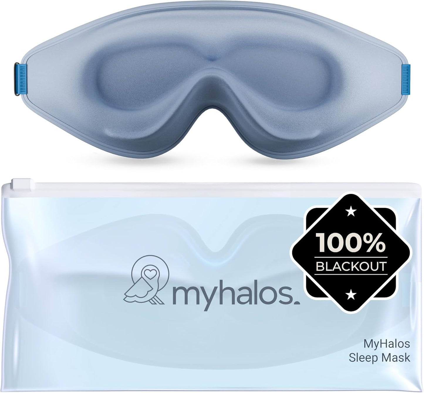 Myhalos® Sleep Mask – 3D Blackout Eye Mask for Women & Men, Side Sleepers, Zero Pressure Memory Foam Eyelash Friendly, Breathable,Award-Winning Sleep Aid for Travel (Black, 1 Count (Pack of 2))