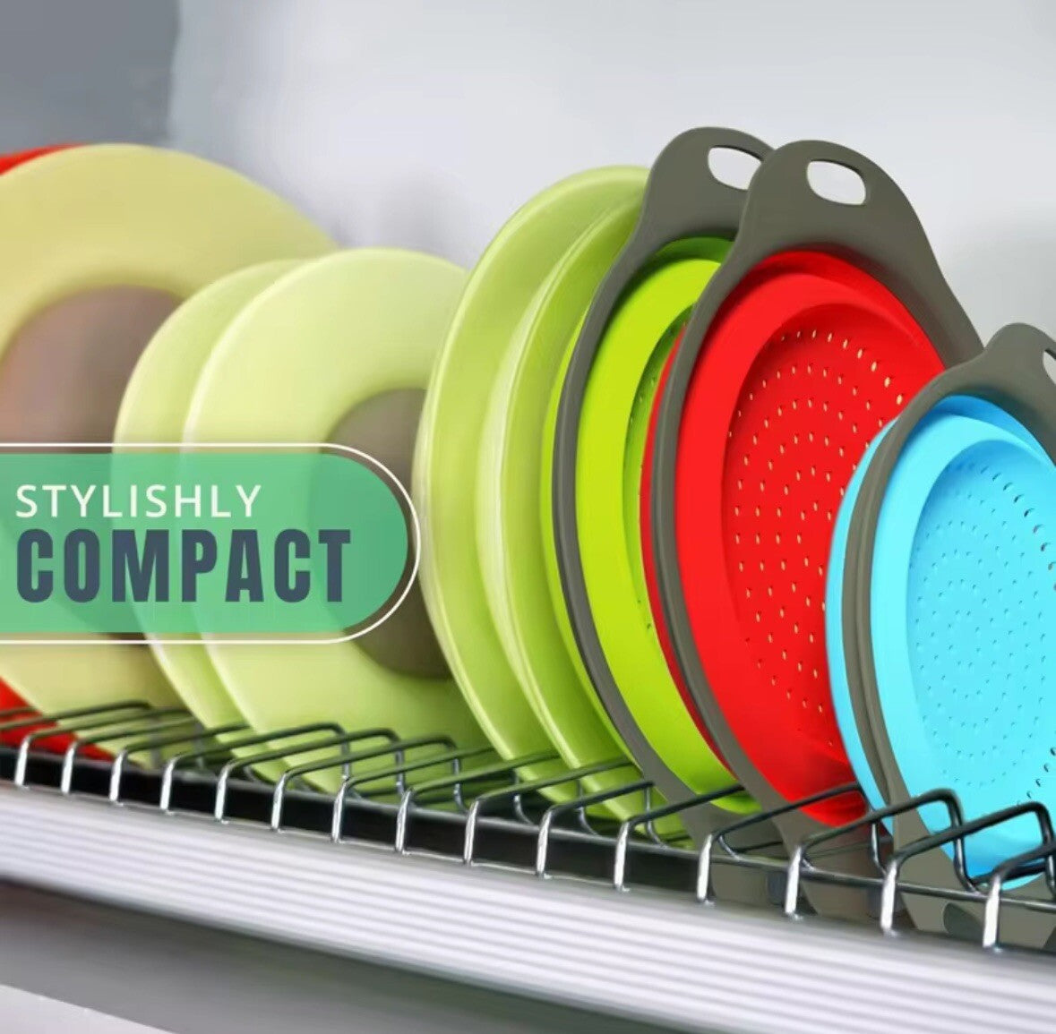 Collapsible Colander Filter Basket Foldable W/Handle 2 Pieces Set.Large & Small