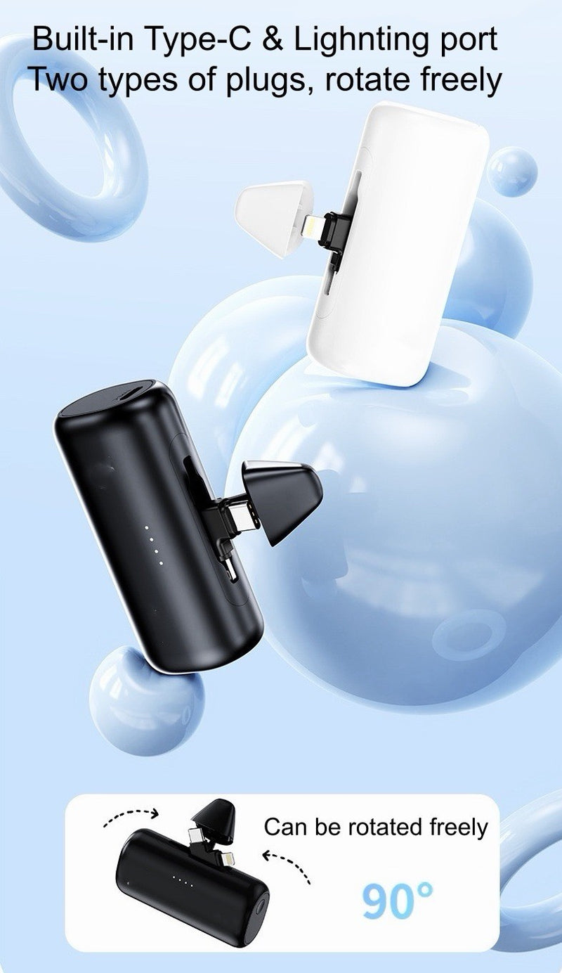 2-Pack Mini Portable Power Bank Plug-In Battery Travel Size 5200Mah