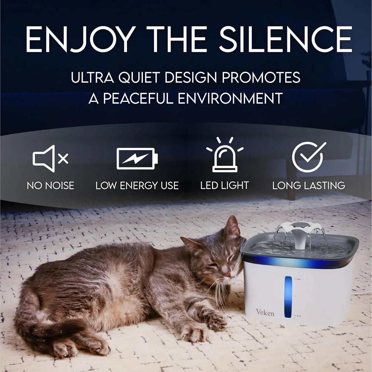 Innovation Award Winner 95Oz/2.8L Pet Fountain, Automatic Cat Water Fountain Dog Water Dispenser with Replacement Filters for Ca