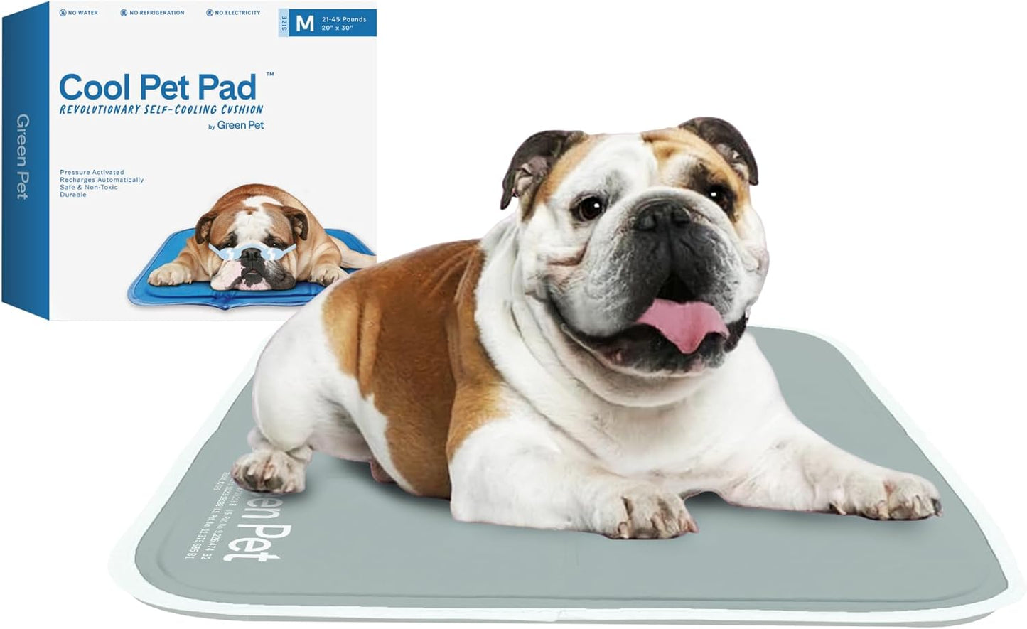The Green Pet Shop Cool Pet Pad - Large, Blue - Self-Cooling, Pressure Activated Mat for Dogs & Cats from 46-80 Lbs - Non-Toxic Gel, No Water Needed