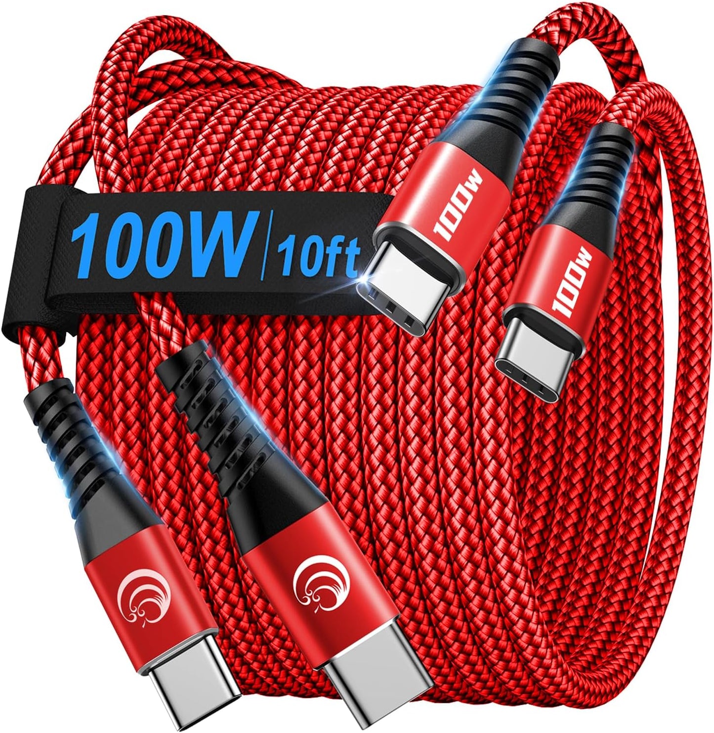 USBC to USBC 100W [10Ft/2 Pack] USB C to USB C Fast Charging Cable Braided C to C Charger Cord for Macbook Pro/Air, Iphone 16 15 Pro Max Plus,Ipad Pro,Samsung Galaxy S25 Ultra S24 S23,Pixel,Ps5,Switch