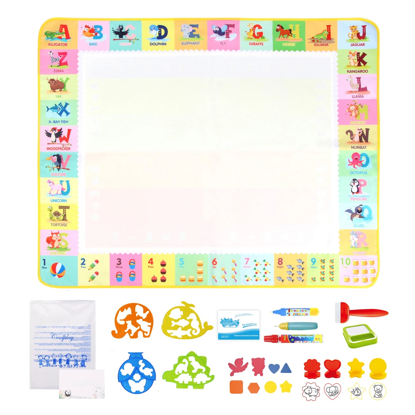 100X80Cm Magic Water Drawing Mat with Reusable Magic Pens Coloring Doodle Painting Board Educational Montessori Toys Kids Gifts