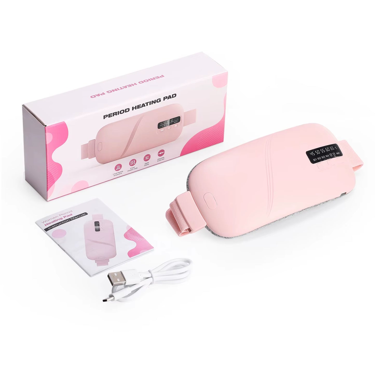 Women Menstrual Heating Pads Effective Hot Compress Period Relief Belt Rechargeable Heated Waist Massager Tools