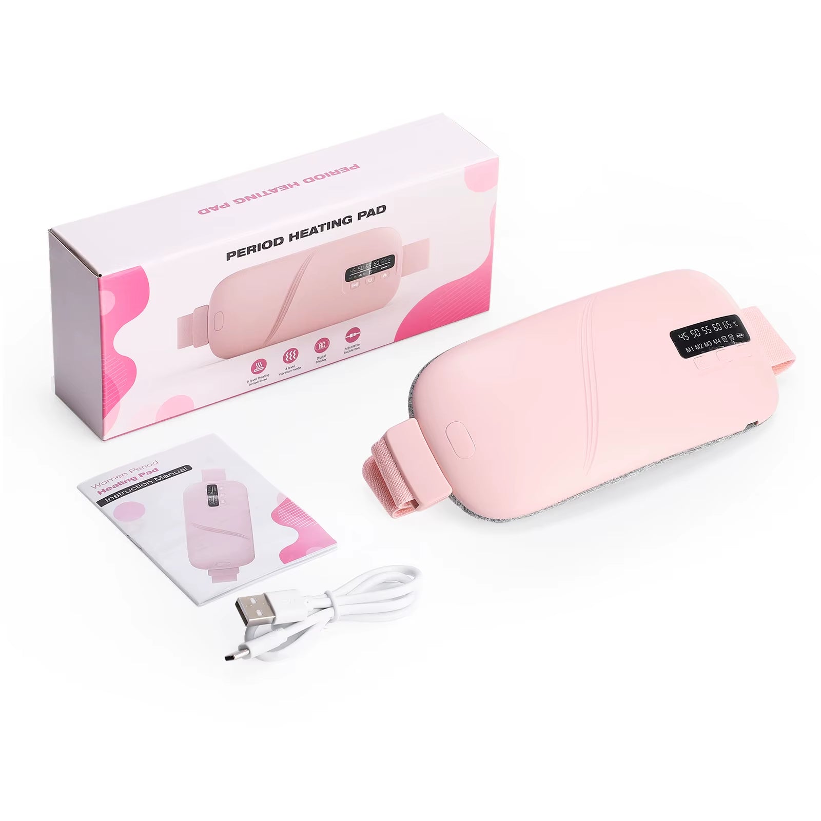 Women Menstrual Heating Pads Effective Hot Compress Period Relief Belt Rechargeable Heated Waist Massager Tools