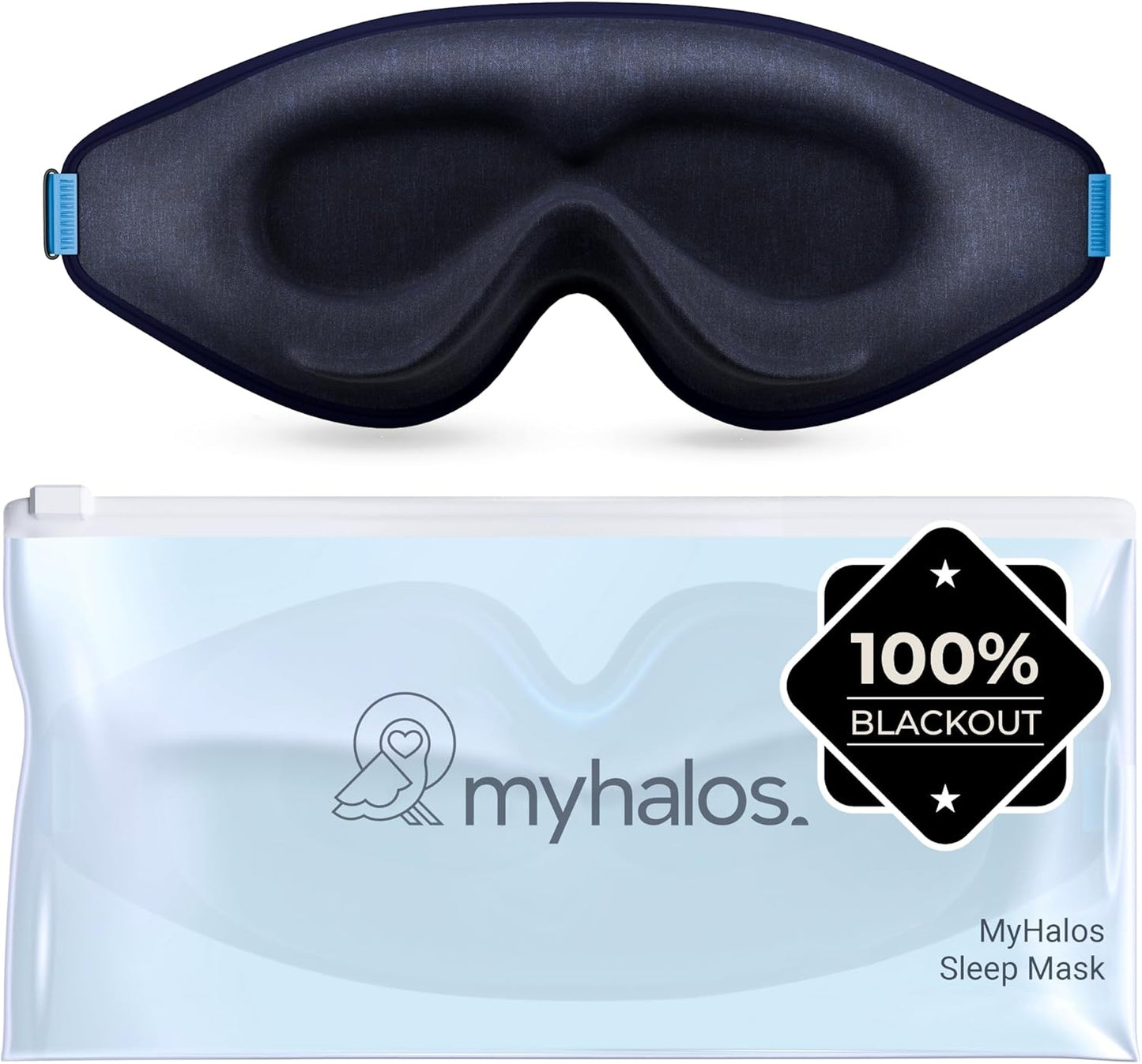 Myhalos® Sleep Mask – 3D Blackout Eye Mask for Women & Men, Side Sleepers, Zero Pressure Memory Foam Eyelash Friendly, Breathable,Award-Winning Sleep Aid for Travel (Black, 1 Count (Pack of 2))