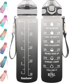 Enerbone 32 Oz Motivational Water Bottle with Time Markers & Straw - Leakproof, BPA-Free, Perfect for Fitness and Outdoor Adventures