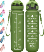 Enerbone 32 Oz Motivational Water Bottle with Time Markers & Straw - Leakproof, BPA-Free, Perfect for Fitness and Outdoor Adventures