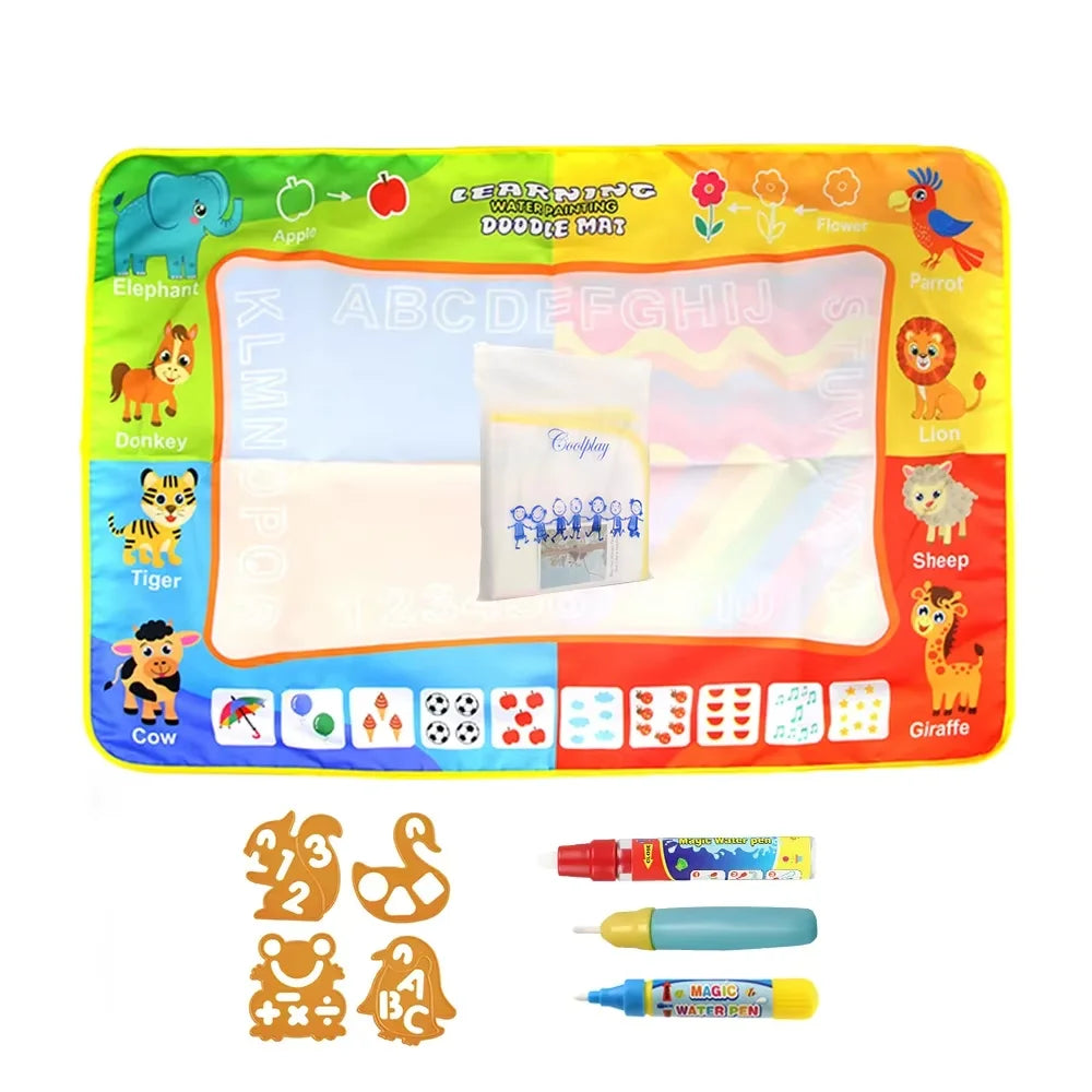 100X80Cm Magic Water Drawing Mat with Reusable Magic Pens Coloring Doodle Painting Board Educational Montessori Toys Kids Gifts