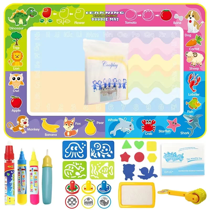 100X80Cm Magic Water Drawing Mat with Reusable Magic Pens Coloring Doodle Painting Board Educational Montessori Toys Kids Gifts