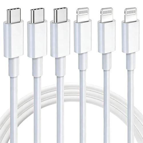 USB C to Lightning Cable [MFi Certified] 3Pack 10FT iPhone Charger Cord Type C Fast Charging Cable Compatible with iPhone 14 13 12 11 Pro Max XS Max XR X 8 iPad,White