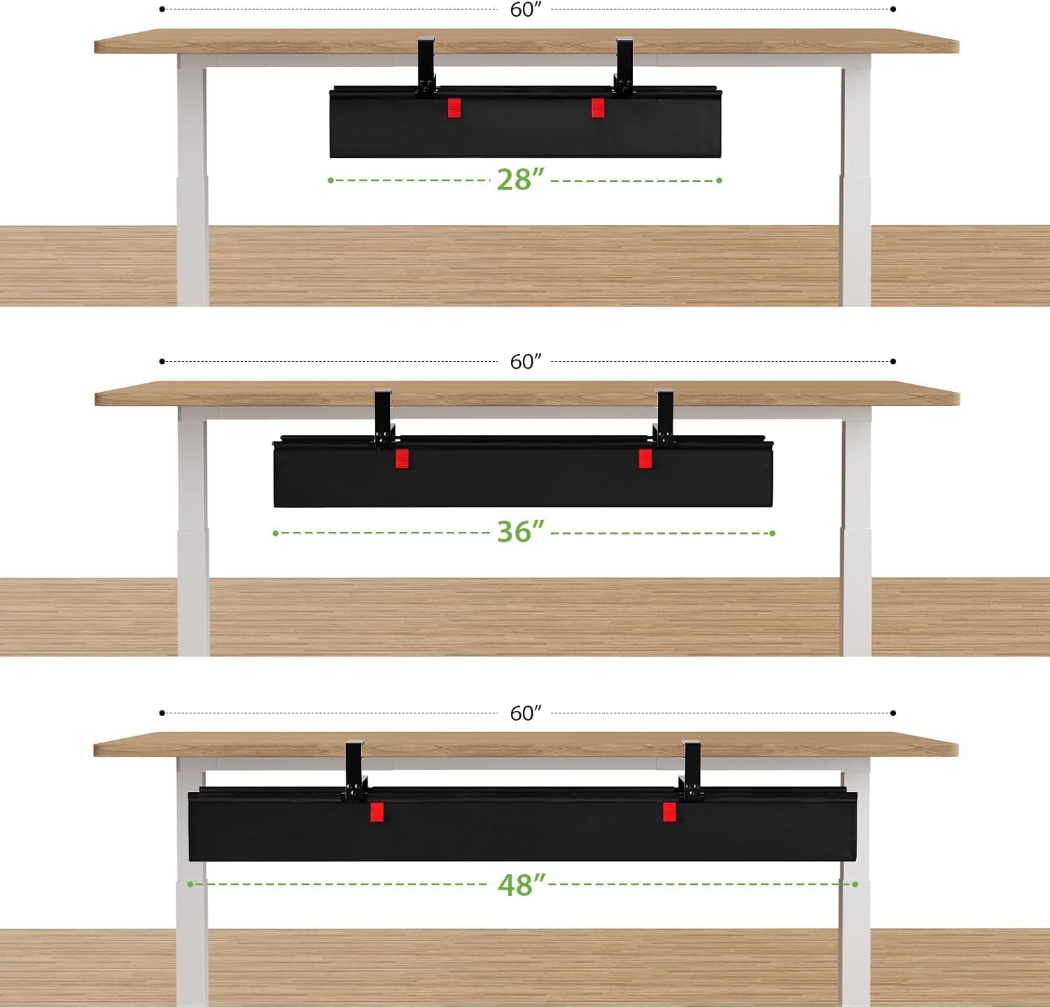KEEGH Extra Large 48" under Desk Cable Management Tray - under Desk Cord Management - Clamp/Screw Mount - Support Upto 70Lbs - Fabric Wire Management - Cable Raceways Tray Cord Hiders for Office/Home