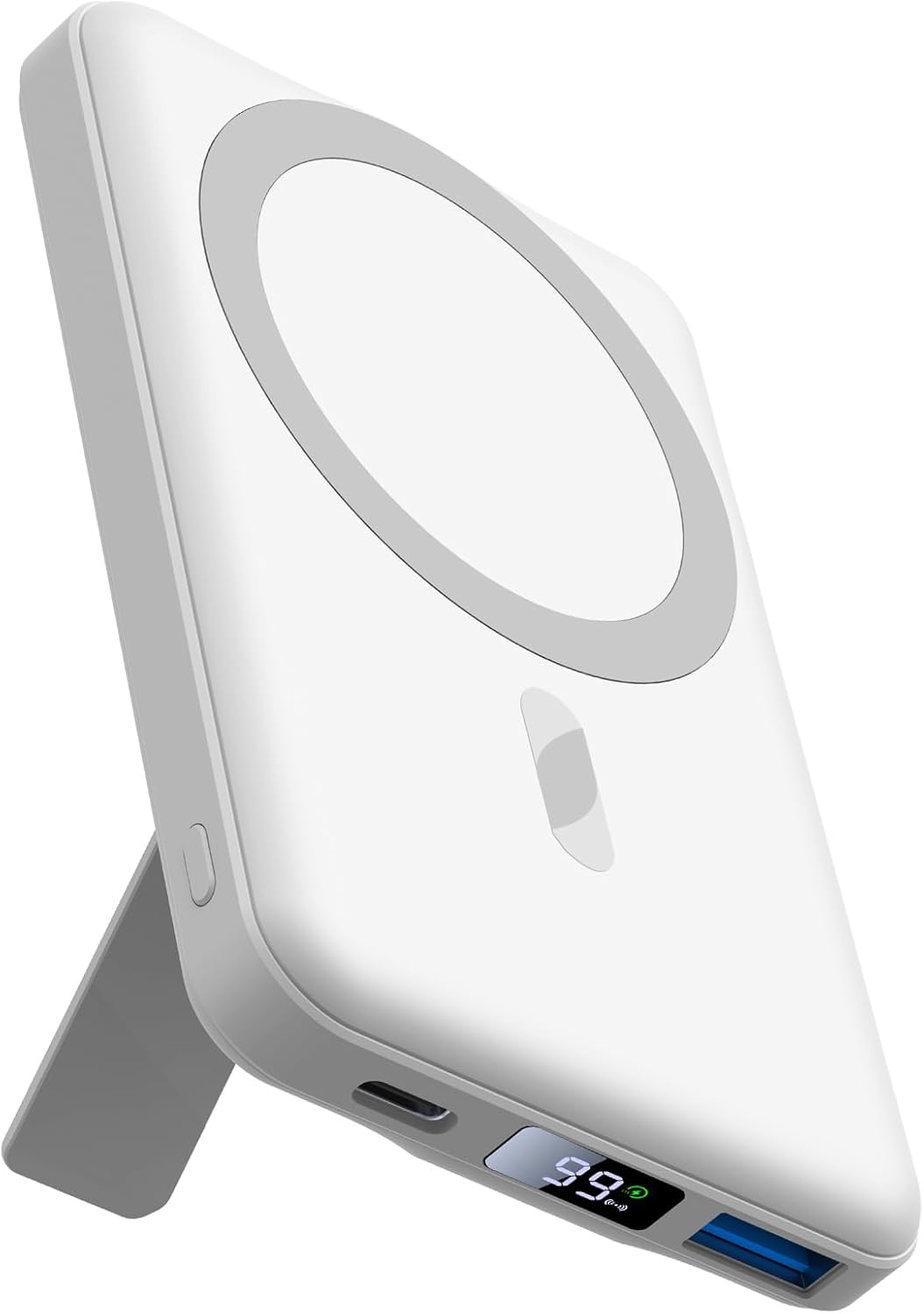 Mag-Safe Portable Charger, 5000mAh Magnetic Power Bank 22.5W Fast Charging,Mini Battery Pack Wireless with LED Display&Foldable Stand for iPhone 17/16/15/14/13/12 Series (Polar White)