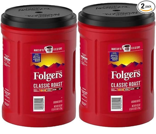 Folger Classic Roast Ground Coffee Medium Roast (43.5 oz.) - 2 Pack