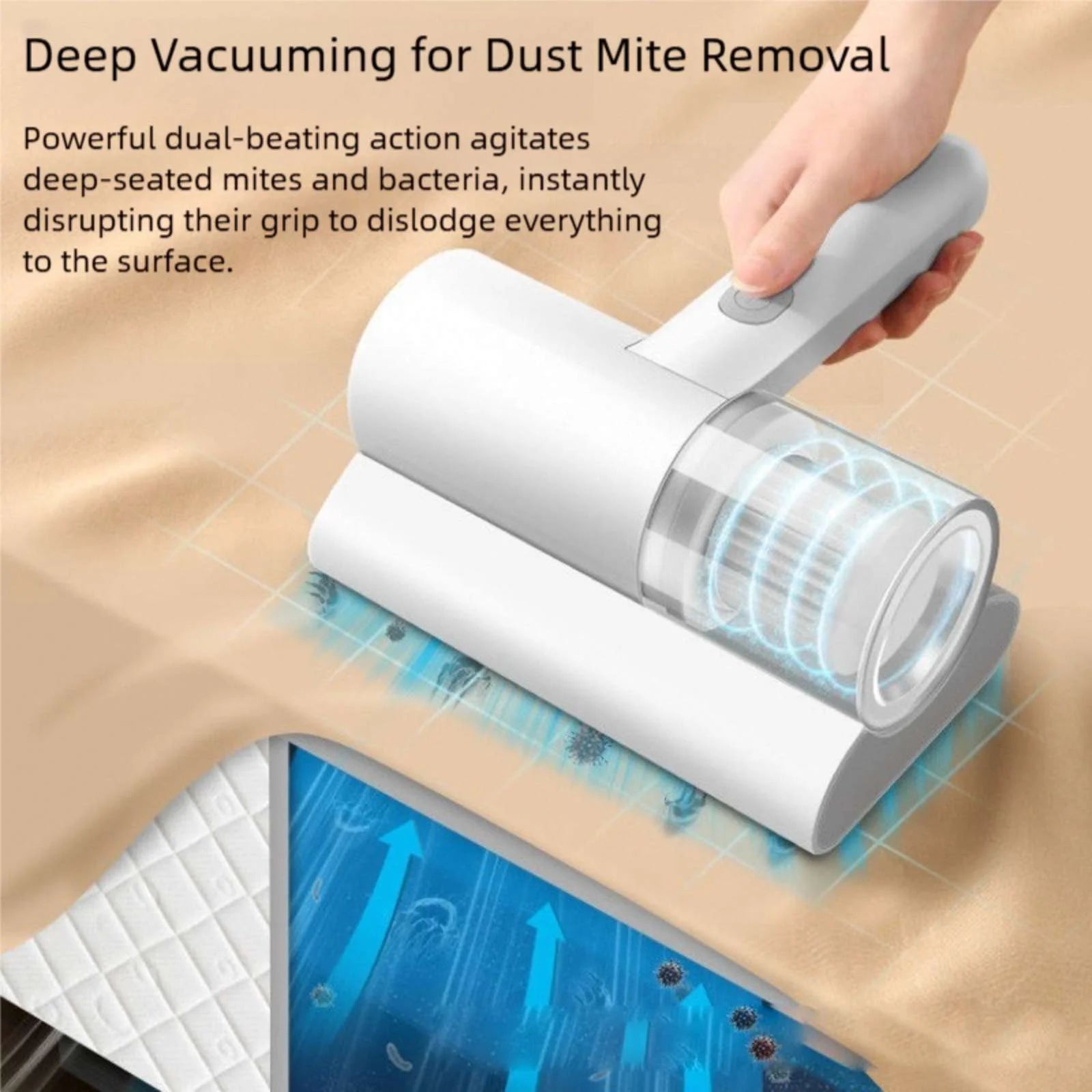 20000Pa Bed Vacuum Cleaner, Powerful Mattress Vacuum Cleaner for Mattress, Bed, Cloth Sofas, Pillows, Carpets, Handheld Cordless Vacuum Cleaner, Wireless Mite Remover Cleaning Machine