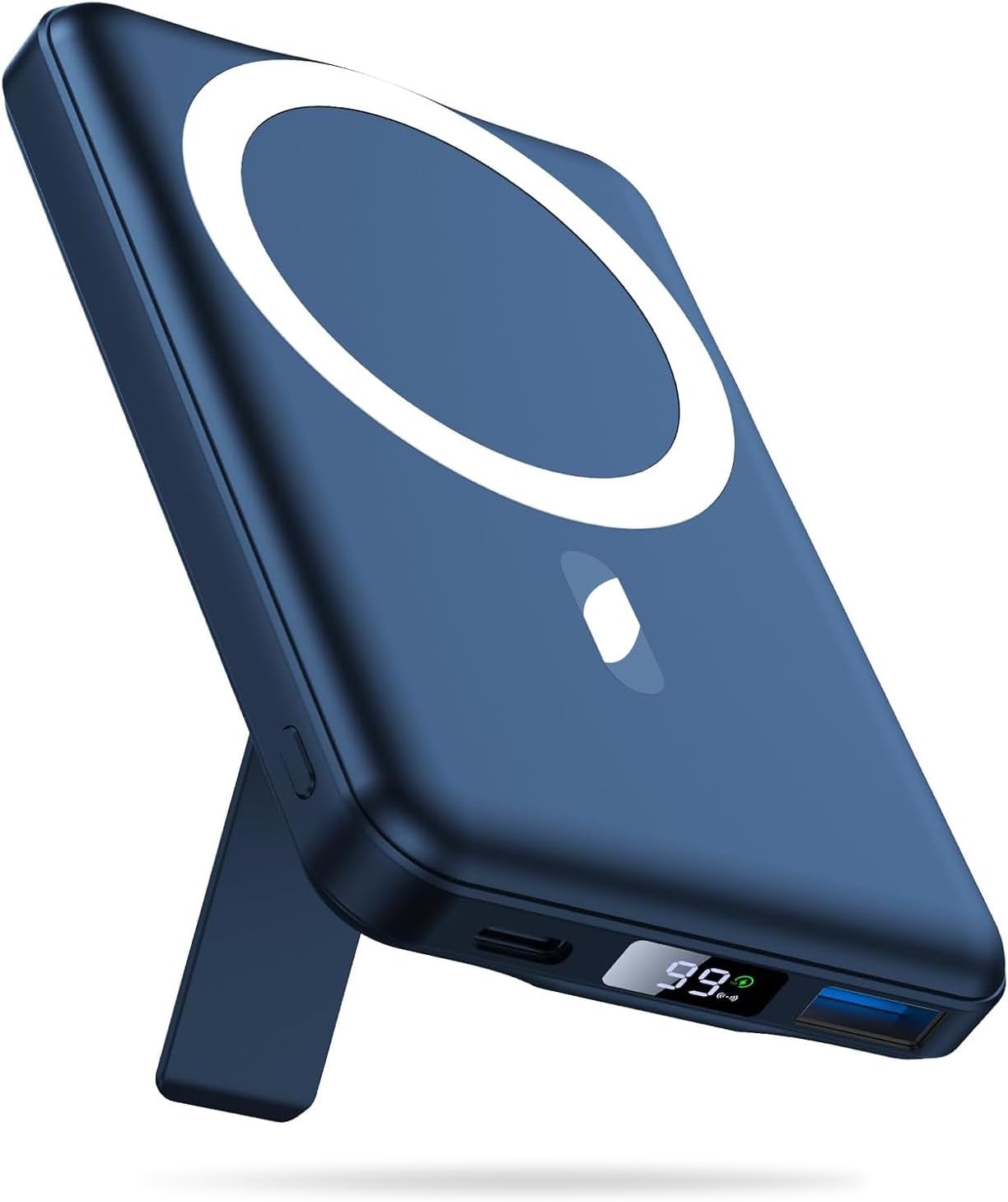 Mag-Safe Portable Charger, 5000mAh Magnetic Power Bank 22.5W Fast Charging,Mini Battery Pack Wireless with LED Display&Foldable Stand for iPhone 17/16/15/14/13/12 Series (Polar White)