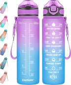 Enerbone 32 Oz Motivational Water Bottle with Time Markers & Straw - Leakproof, BPA-Free, Perfect for Fitness and Outdoor Adventures