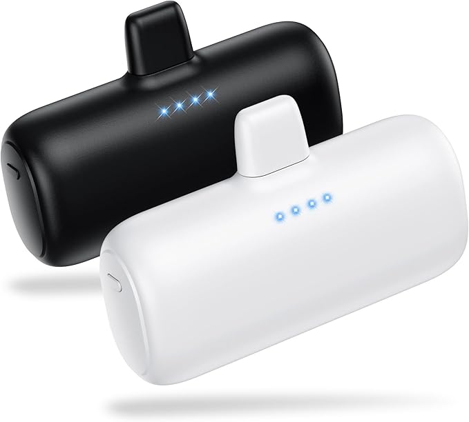 [2-Pack] Mini Portable Charger for iPhone,5200mAh Ultra Compact PD Fast Charging Power Bank,Plug-in Battery Pack Travel Cordless Phone Charger, Compatible with iPhone and Android Devices