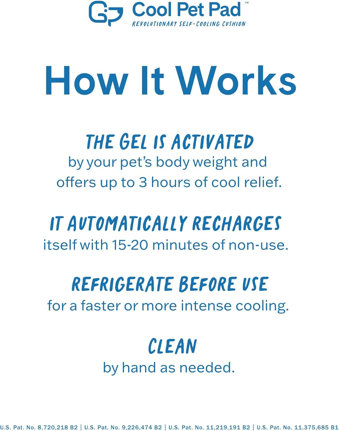 The Green Pet Shop Cool Pet Pad - Large, Blue - Self-Cooling, Pressure Activated Mat for Dogs & Cats from 46-80 Lbs - Non-Toxic Gel, No Water Needed