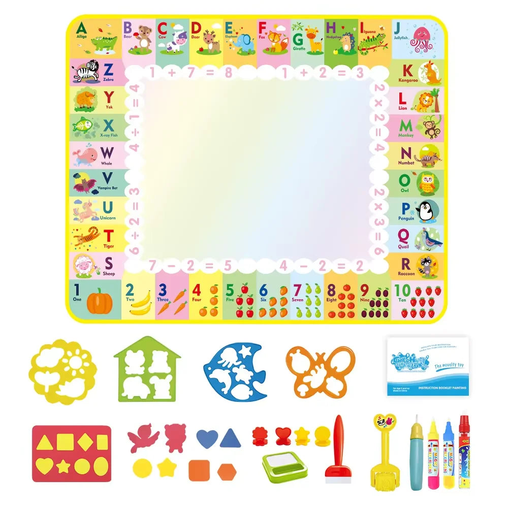 100X80Cm Magic Water Drawing Mat with Reusable Magic Pens Coloring Doodle Painting Board Educational Montessori Toys Kids Gifts
