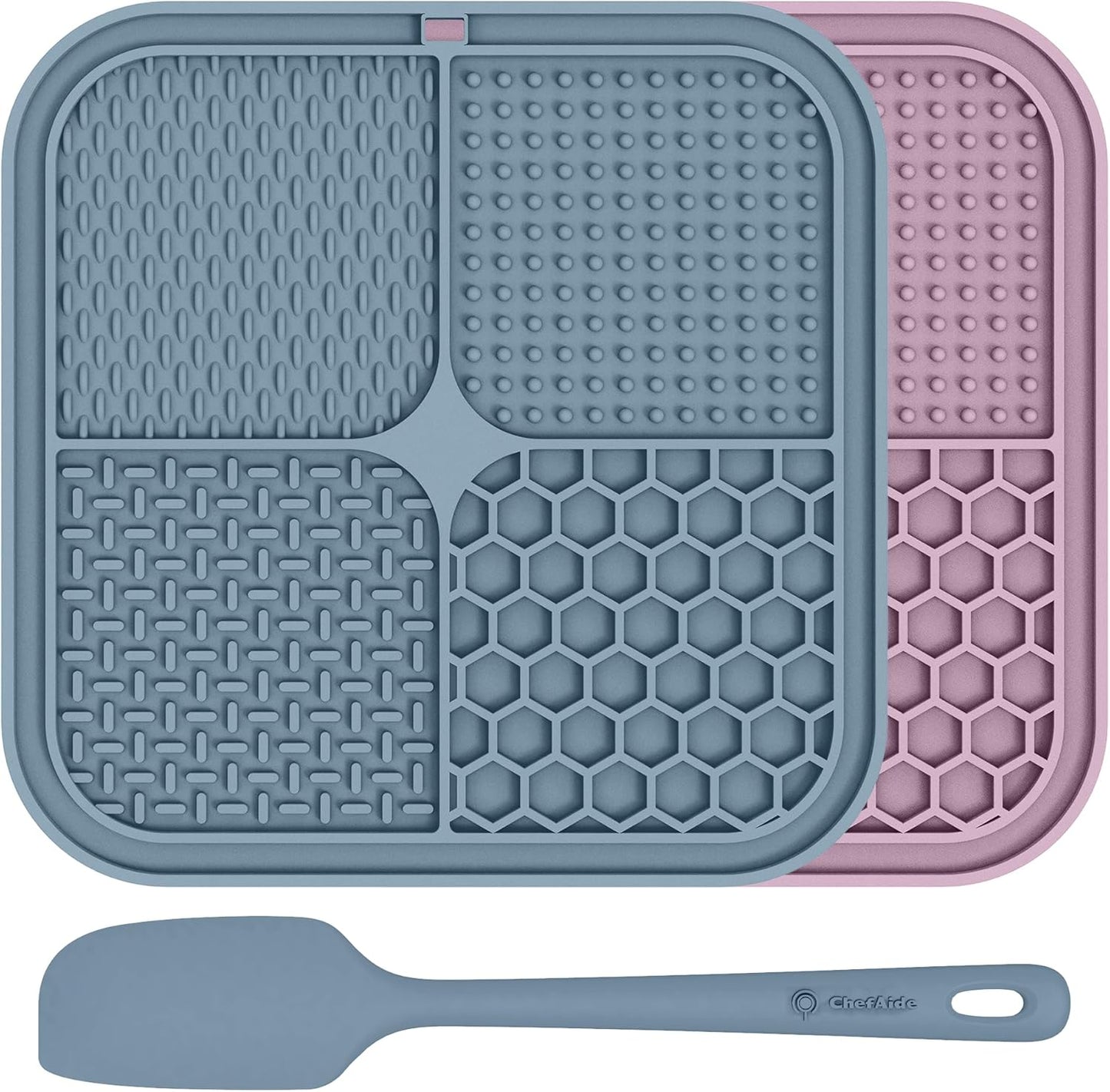 Chefaide 2 Pack Lick Mat for Dogs,Cats,Upgraded 8.5×8.5 Inches Licking Mats with Suction Cups,Slow Feeder Licking Pad for Anxiety Relief and Boredom Reducer,Suitable for Dog Training Set 2
