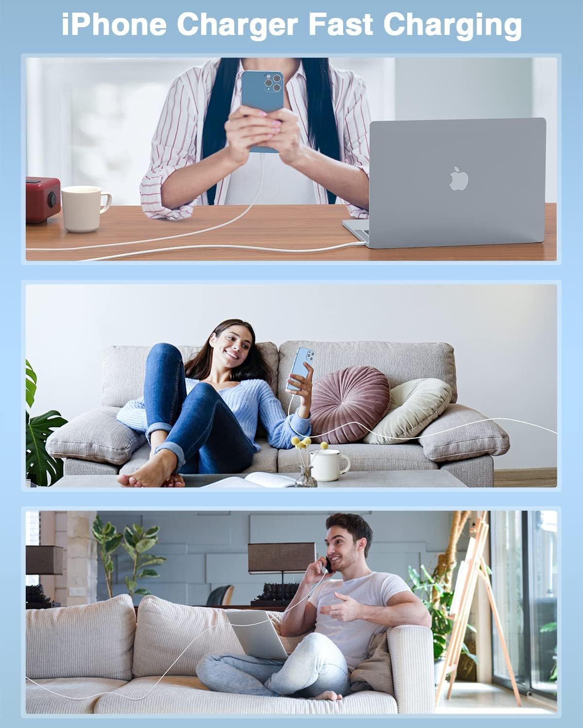 USB C to Lightning Cable, Apple MFi Certified iPhone Fast Charger 2m, Power Delivery Original Type C Charging Cord for Apple iPhone 13/12/11 Pro/11/XS MAX/XR/8/7/6s Plus,iPad (White)