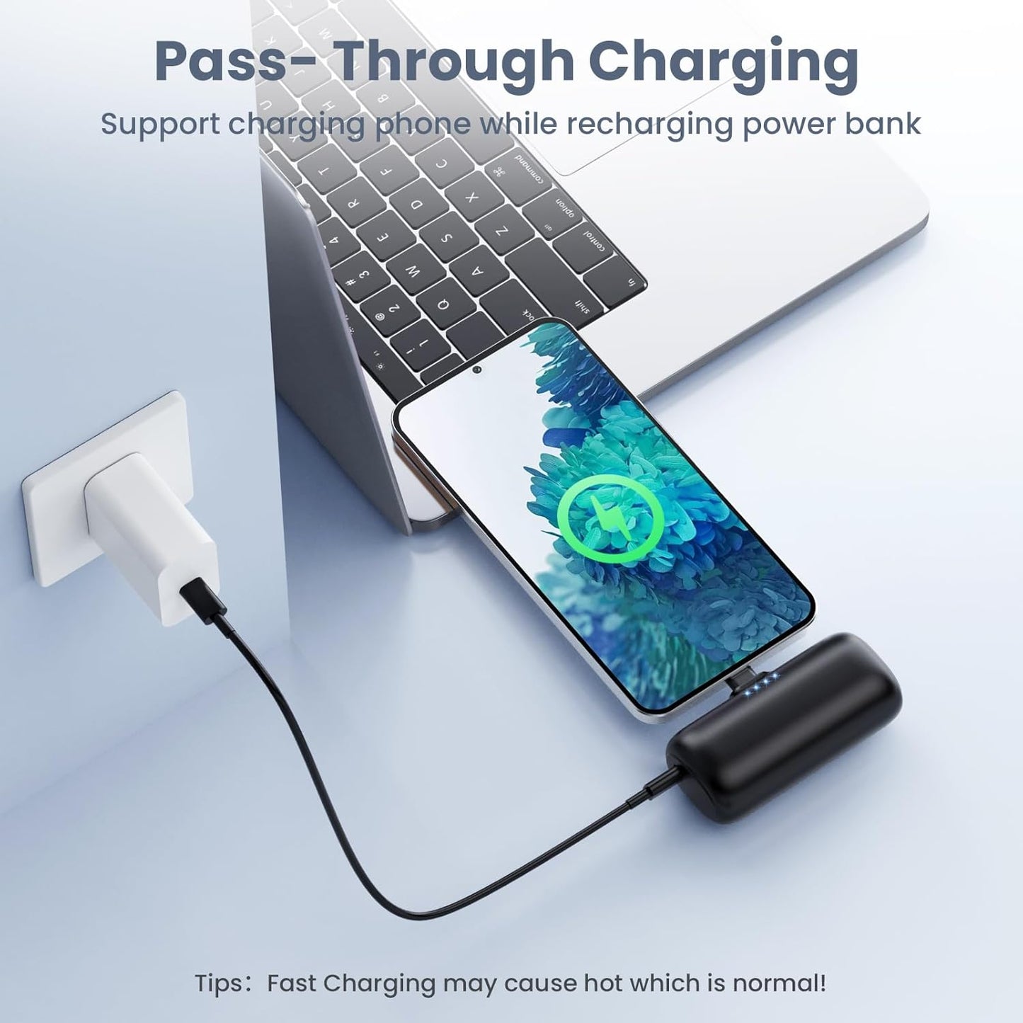 Mini Portable Charger for iPhone,5200mAh 3A PD USB C Power Bank Cell Phone Fast Charging,Small Travel Essential Protable Battery Pack for iPhone 17/Air/17 Pro/17 Pro Max/16/15/Android/Samsung,iPad etc