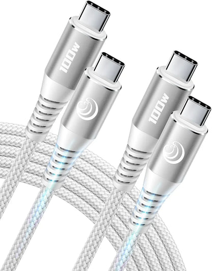 USBC to USBC 100W [10Ft/2 Pack] USB C to USB C Fast Charging Cable Braided C to C Charger Cord for Macbook Pro/Air, Iphone 16 15 Pro Max Plus,Ipad Pro,Samsung Galaxy S25 Ultra S24 S23,Pixel,Ps5,Switch