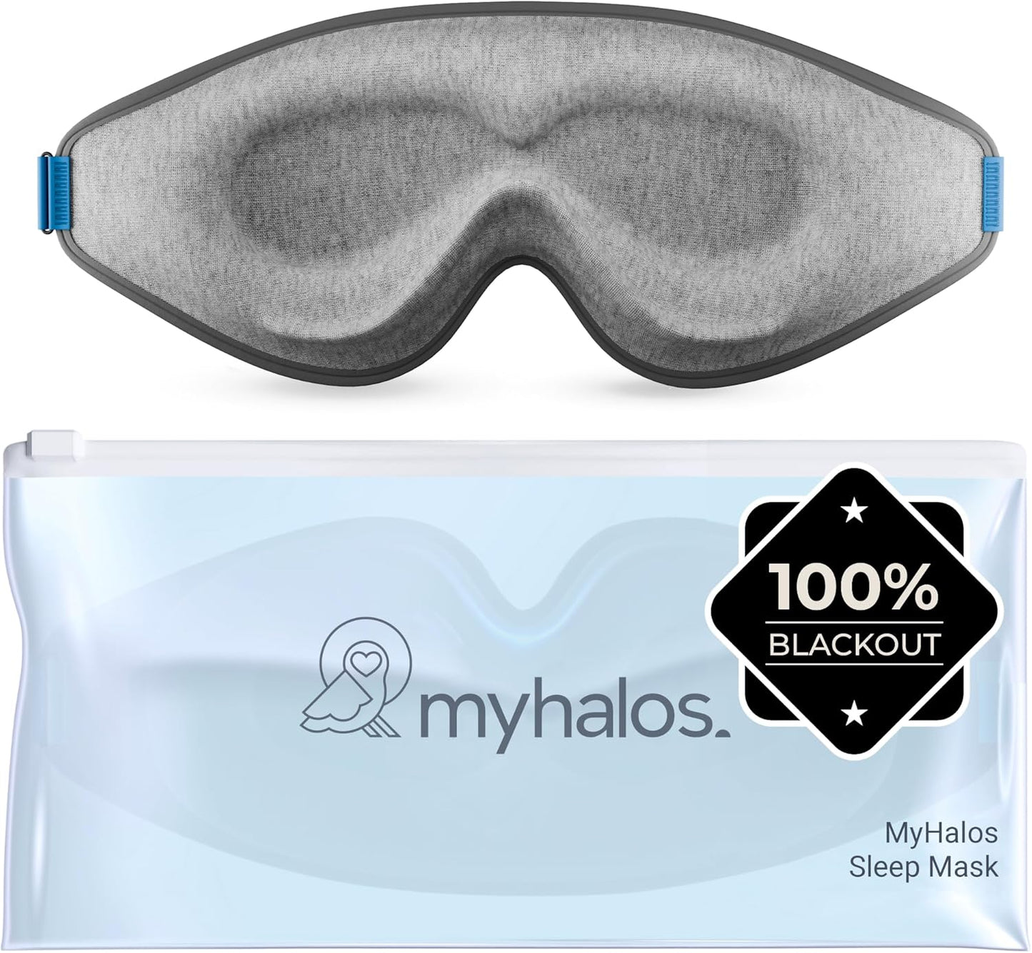 Myhalos® Sleep Mask – 3D Blackout Eye Mask for Women & Men, Side Sleepers, Zero Pressure Memory Foam Eyelash Friendly, Breathable,Award-Winning Sleep Aid for Travel (Black, 1 Count (Pack of 2))
