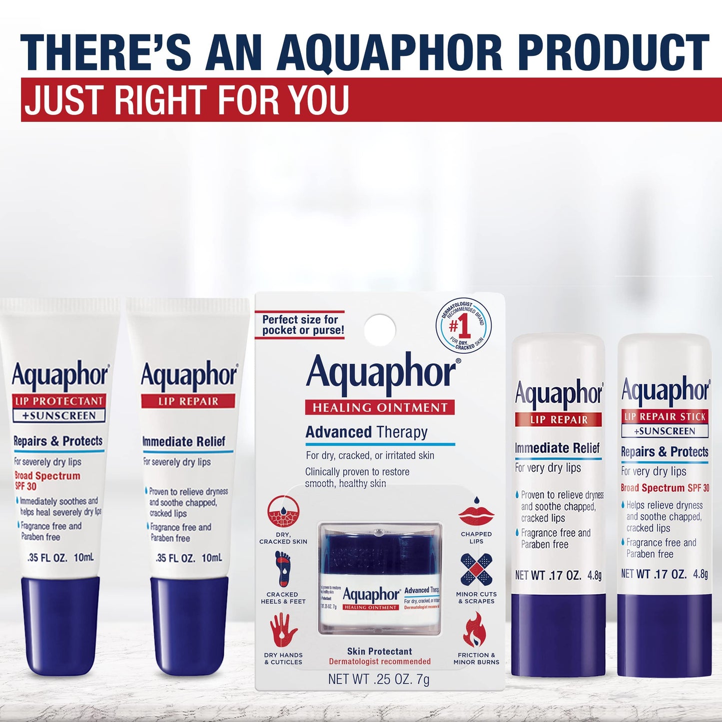 Aquaphor Lip Repair Stick, Lip Protectant, Moisturizing Lip Balm, 2 Count (Pack of 1)