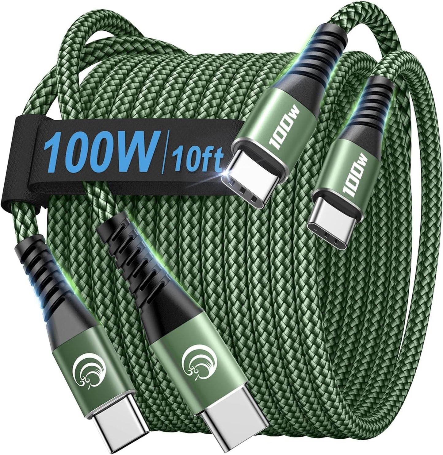 USBC to USBC 100W [10Ft/2 Pack] USB C to USB C Fast Charging Cable Braided C to C Charger Cord for Macbook Pro/Air, Iphone 16 15 Pro Max Plus,Ipad Pro,Samsung Galaxy S25 Ultra S24 S23,Pixel,Ps5,Switch