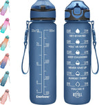 Enerbone 32 Oz Motivational Water Bottle with Time Markers & Straw - Leakproof, BPA-Free, Perfect for Fitness and Outdoor Adventures