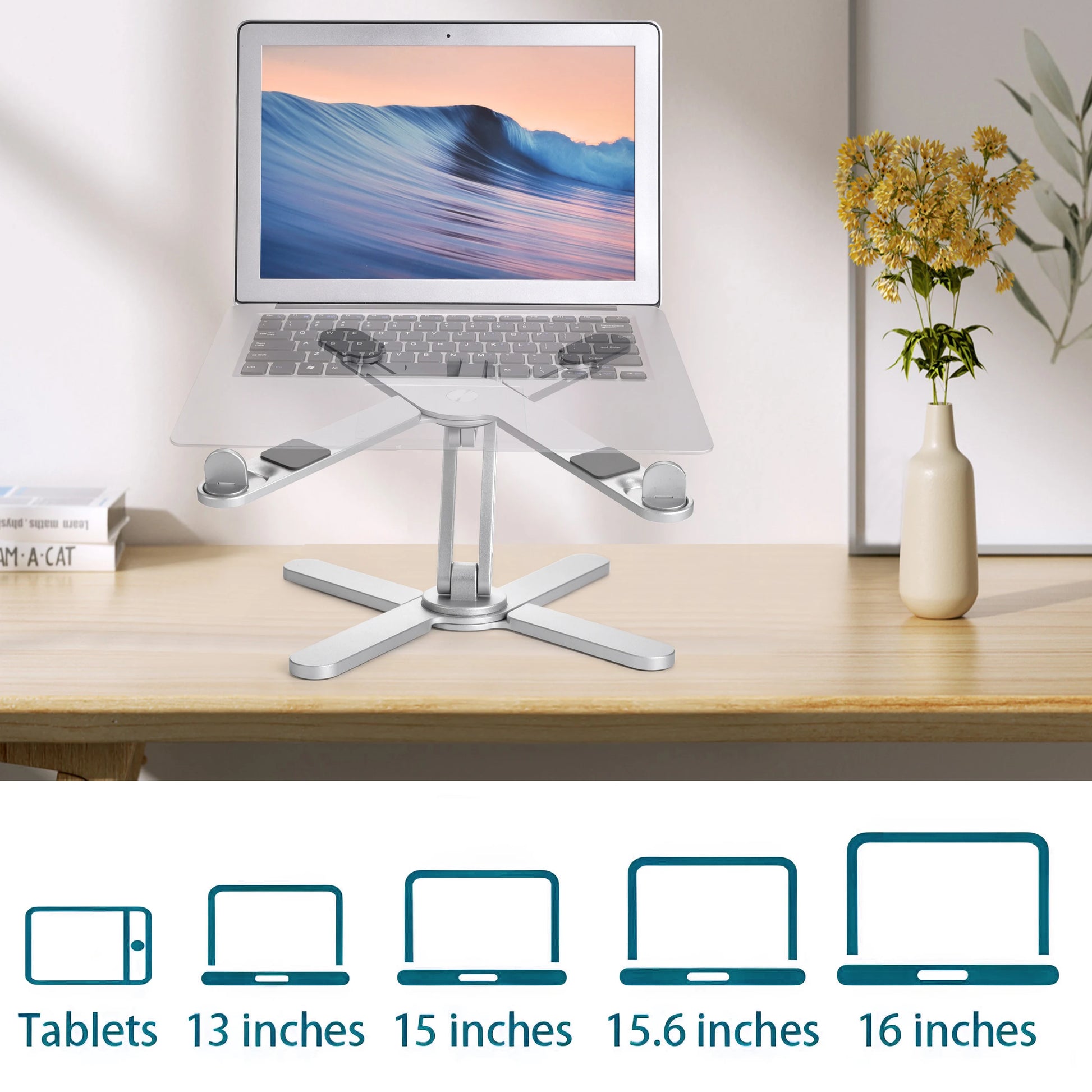 Foldable Laptop Stand 360°Rotation Notebook Table Adjustable Aluminum Alloy Holder Portable X Type Bracket for 10-17 Inch Laptop