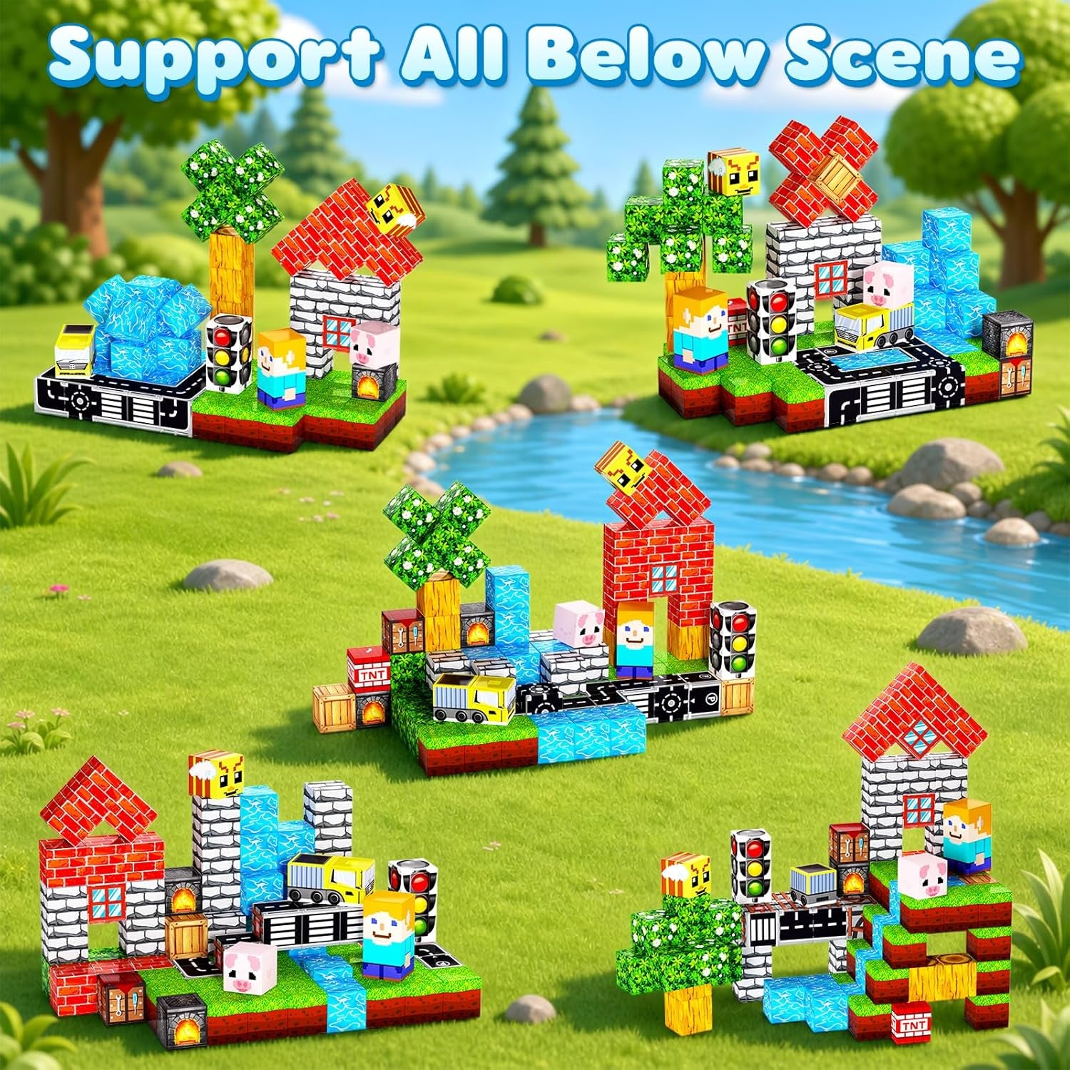 100PCS Magnetic Blocks, 0.8 Inch Magnetic Building Cube Set for Kids Ages 3+, Constructions STEM Stacking Tiles Toy Building Birthday Gifts for Boys Girls