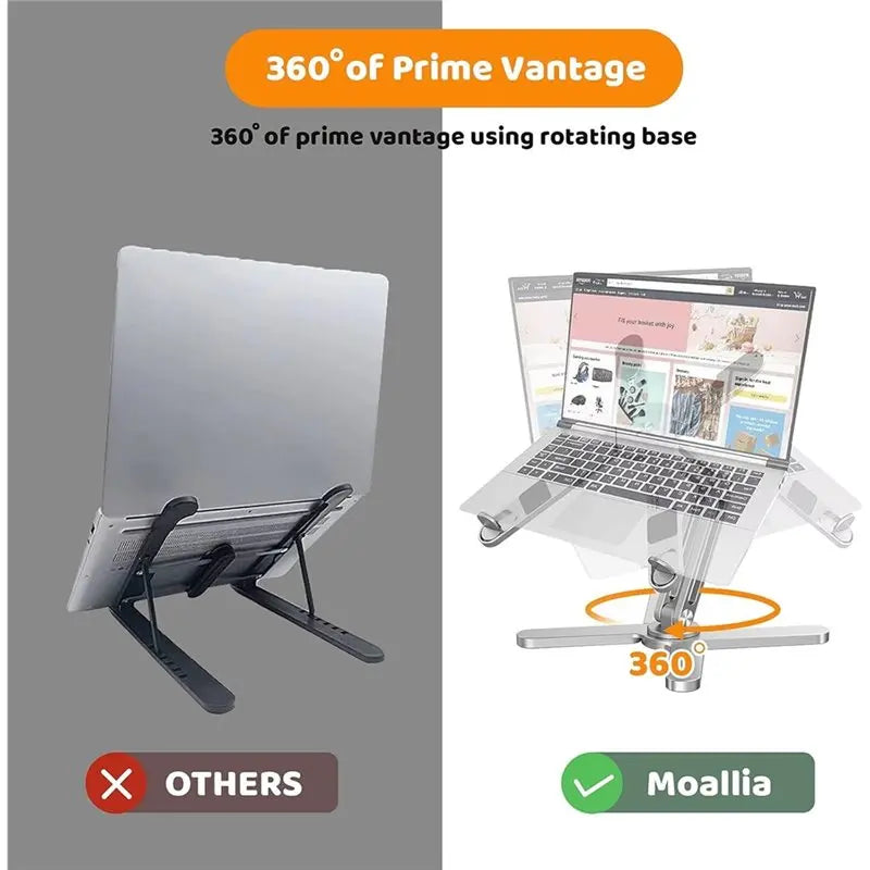 M67K-360-Degree Rotating Base Fully Foldable Laptop Stand for Desk Collaborative Work for Easy Storage , Laptops