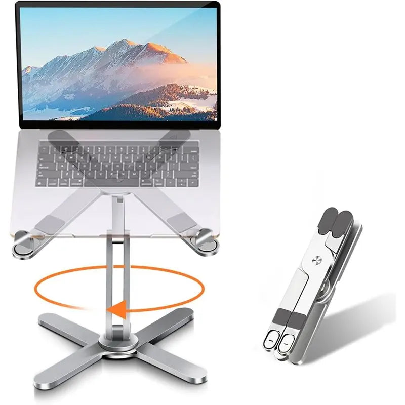M67K-360-Degree Rotating Base Fully Foldable Laptop Stand for Desk Collaborative Work for Easy Storage , Laptops
