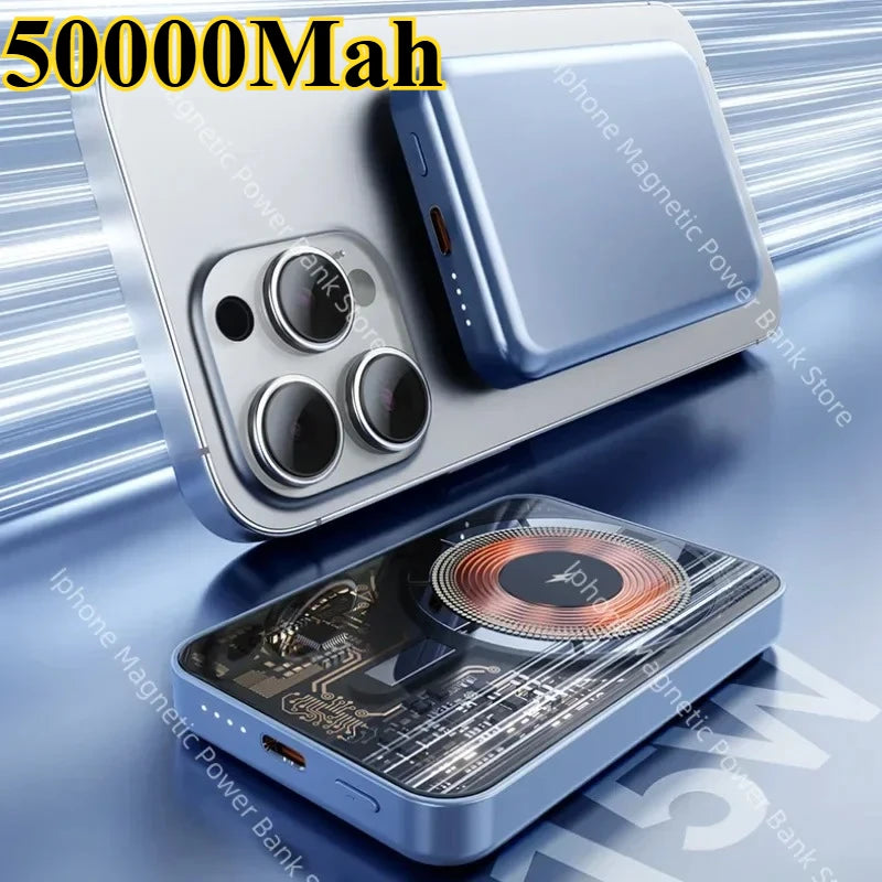 50000Mah Magnetic Wireless Power Bank 22.5W Fast Charging Portable External Battery for Magsafe for Iphone Xiaomi Samsung Huawei