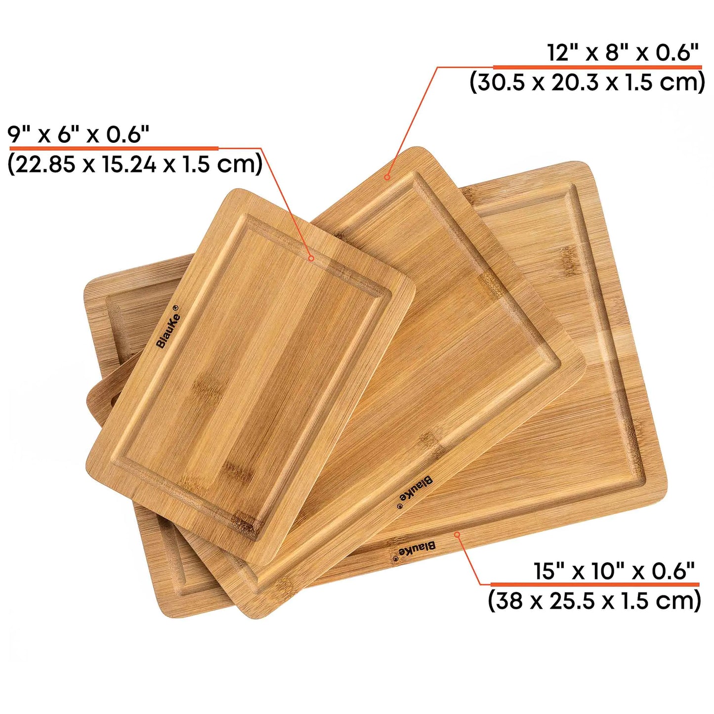 Wooden Cutting Boards for Kitchen with Juice Groove and Handles