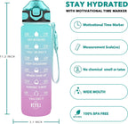 Enerbone 32 Oz Motivational Water Bottle with Time Markers & Straw - Leakproof, BPA-Free, Perfect for Fitness and Outdoor Adventures