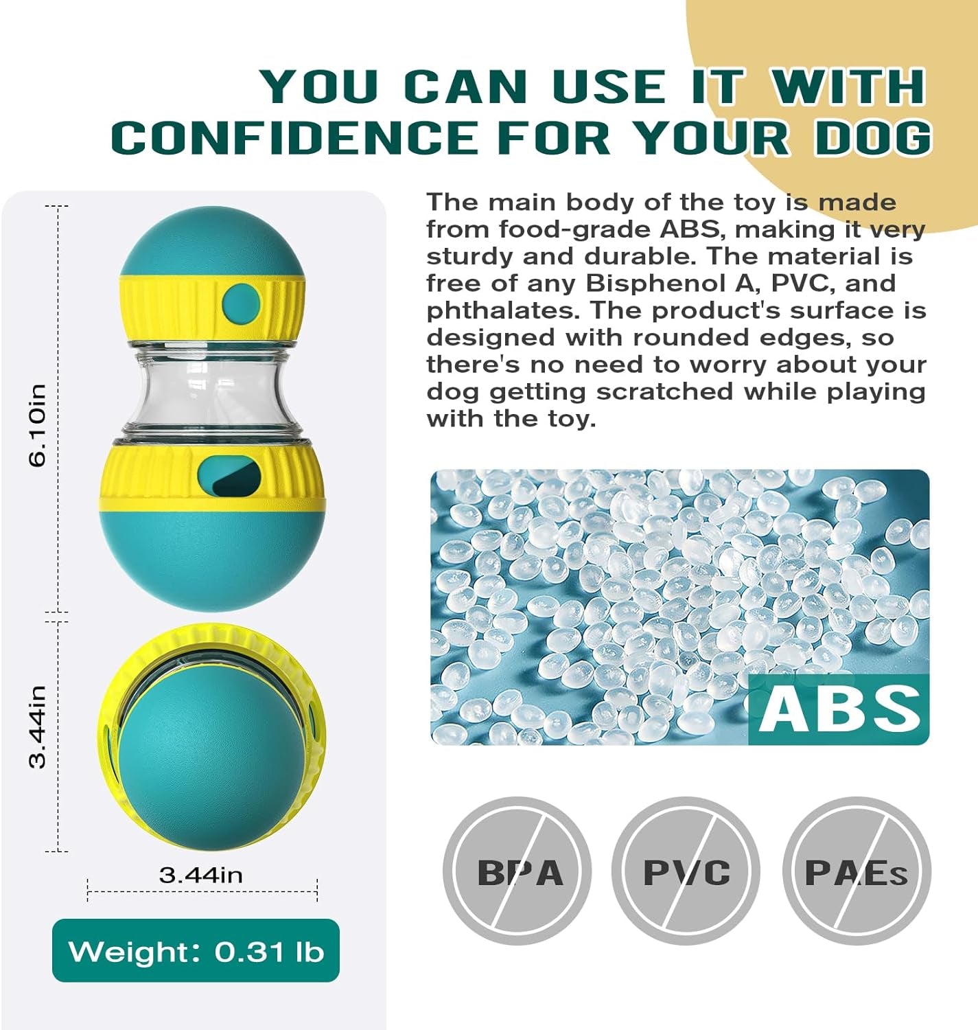 BSISUERM Dog Puzzle Toy Adjustable Treat Dispensing Ball Food Dispenser Tough Slow Feeder Puppy Enrichment Training Toy Pet Interactive Chase Toys for Small Medium Large Dogs to Keep Them Busy, Green