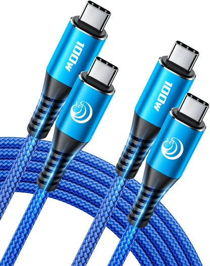 USBC to USBC 100W [10Ft/2 Pack] USB C to USB C Fast Charging Cable Braided C to C Charger Cord for Macbook Pro/Air, Iphone 16 15 Pro Max Plus,Ipad Pro,Samsung Galaxy S25 Ultra S24 S23,Pixel,Ps5,Switch