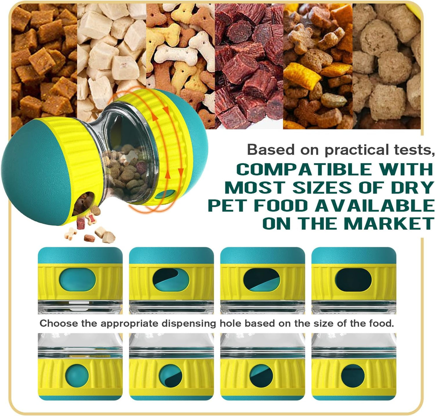 BSISUERM Dog Puzzle Toy Adjustable Treat Dispensing Ball Food Dispenser Tough Slow Feeder Puppy Enrichment Training Toy Pet Interactive Chase Toys for Small Medium Large Dogs to Keep Them Busy, Green