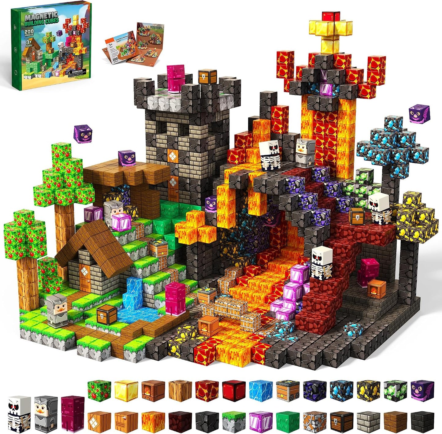 100PCS Magnetic Blocks, 0.8 Inch Magnetic Building Cube Set for Kids Ages 3+, Constructions STEM Stacking Tiles Toy Building Birthday Gifts for Boys Girls