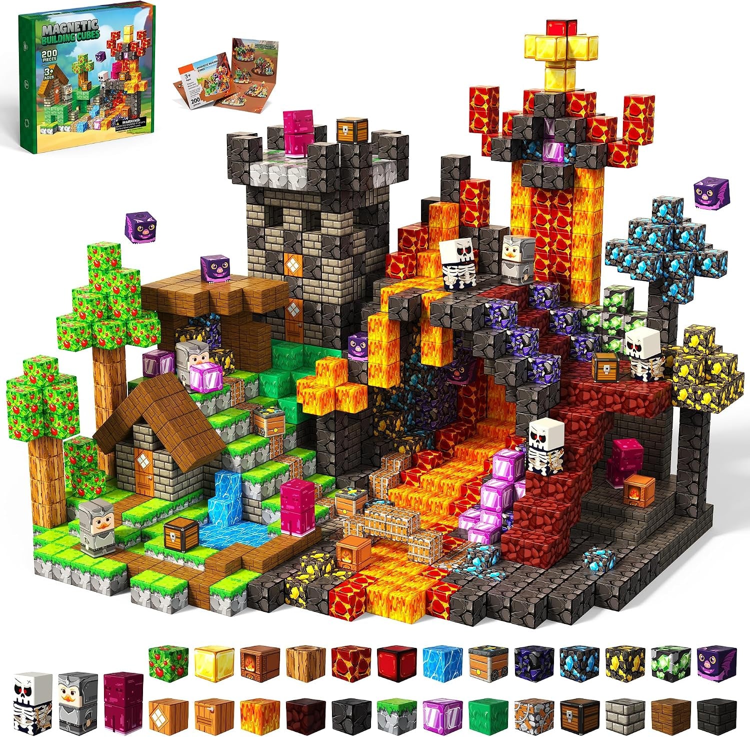 100PCS Magnetic Blocks, 0.8 Inch Magnetic Building Cube Set for Kids Ages 3+, Constructions STEM Stacking Tiles Toy Building Birthday Gifts for Boys Girls