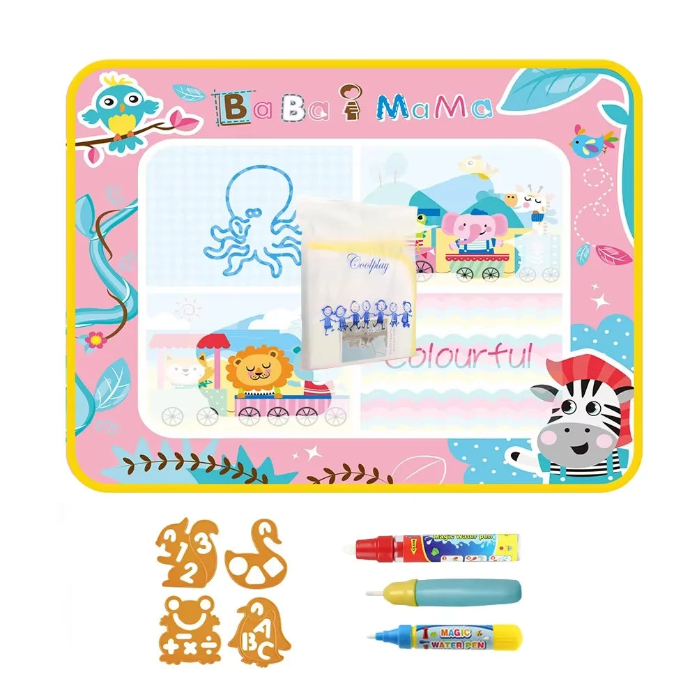 100X80Cm Magic Water Drawing Mat with Reusable Magic Pens Coloring Doodle Painting Board Educational Montessori Toys Kids Gifts