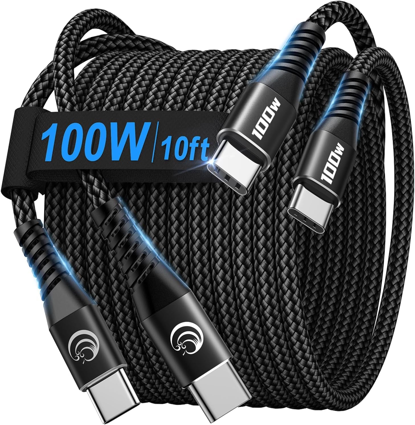 USBC to USBC 100W [10Ft/2 Pack] USB C to USB C Fast Charging Cable Braided C to C Charger Cord for Macbook Pro/Air, Iphone 16 15 Pro Max Plus,Ipad Pro,Samsung Galaxy S25 Ultra S24 S23,Pixel,Ps5,Switch