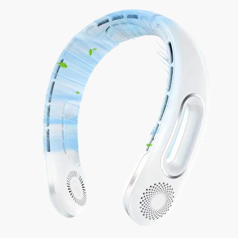 Portable Neck Fan, USB Rechargeable 360° Cooling Hands Free Bladeless, 4 Speeds 16H Battery, Wearable for Travel Office Outdoor