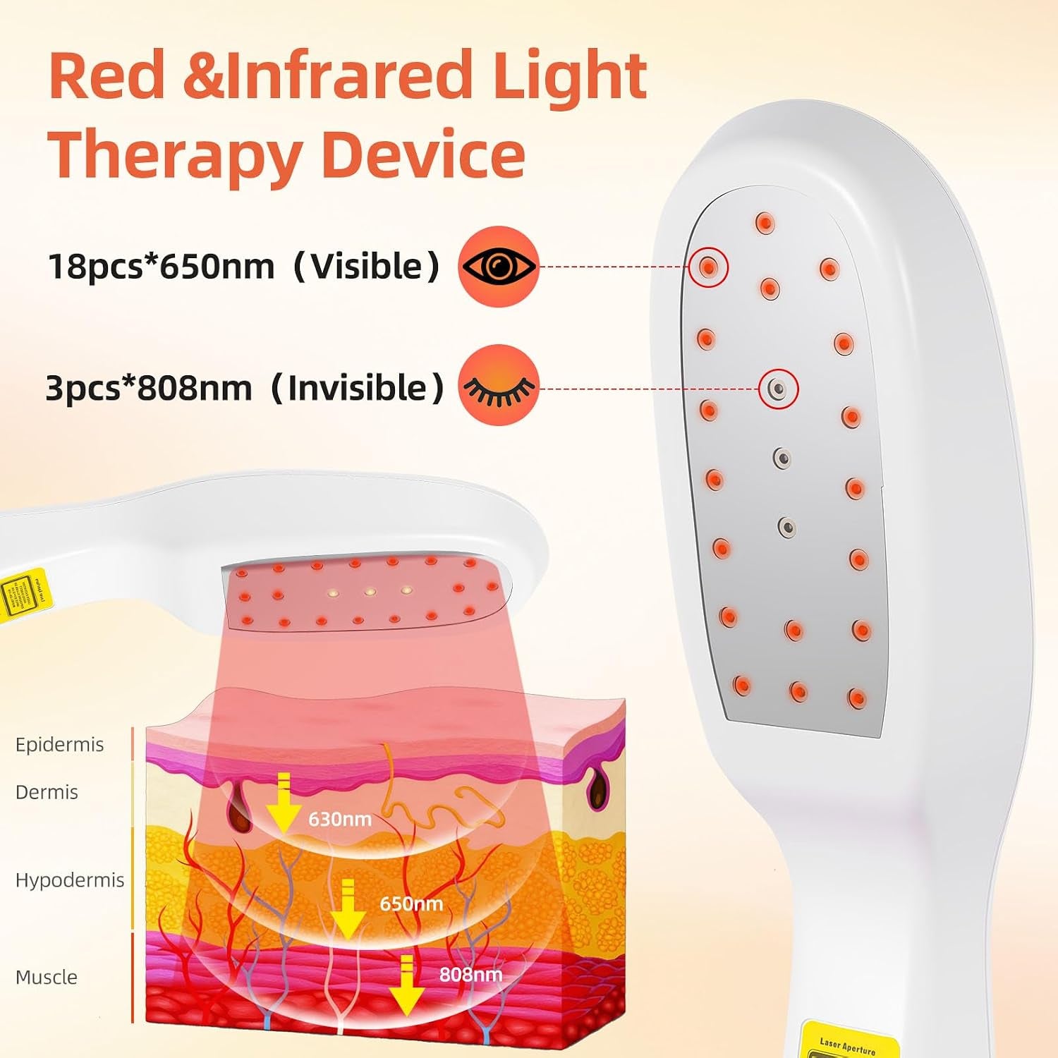 Cold Laser Therapy Device – Low Level Laser Therapy (LLLT) Wand 3X808Nm + 18X650Nm, Handheld Red & Infrared Light Therapy for Humans & Pets – Red Light Therapy for Dogs & Cats, Joint & Muscle Relief