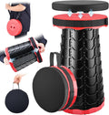 2026 Upgraded Collapsible Stool with Cushion, Portable Folding Stool for Adults Heavy Duty, Camping Stools for Outdoor Camping Travel Hiking Fishing, Adujstable Folding Chair Footrest,Red
